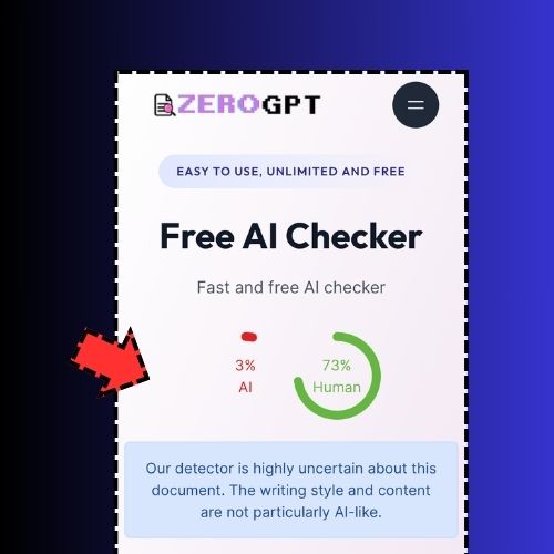 ZeroGPT AI Detection Results Image